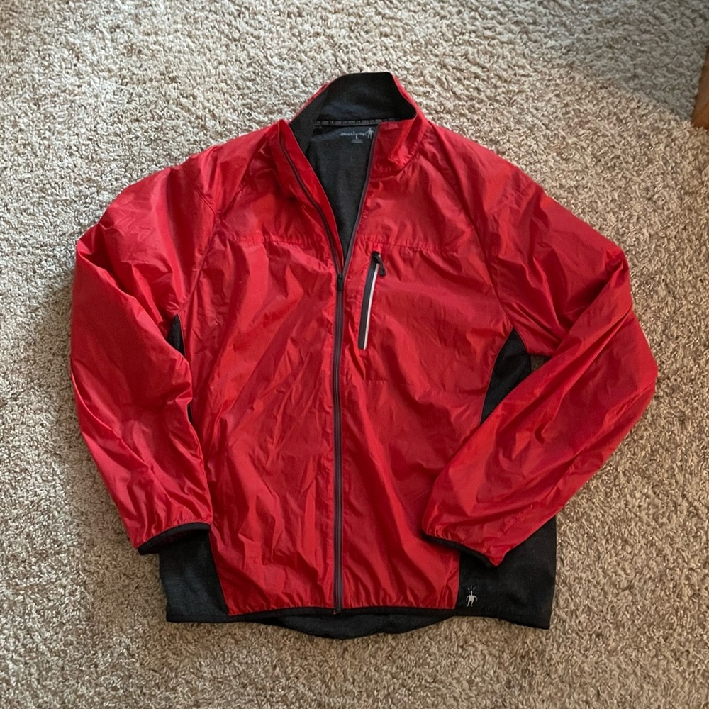 Men's Red Windbreaker Jacket with Black Accents